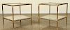 PAIR GLASS TOP ENDS TABLE MANNER OF BILLY HAINES