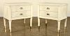 PAIR 2 DRAWER PARCHMET END TABLES ADNET 1960