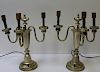 Pair of Possibly Caldwell Silvered Metal Candlebra