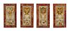 Four Italian Carved, Painted and Parcel Gilt Panels Height of each 36 x 20 inches.