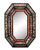 An Octagonal Cushion Framed Ebonized Mirror Inset Panels Height 50 x width 35 inches.