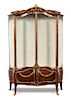A Louis XV Style Gilt Bronze Mounted Parquetry Vitrine Cabinet Height 90 x width 57 1/2 x depth 21 inches.
