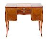 A Louis XV Provincial Style Inlaid Walnut Dressing Table Height 29 1/2 x width 35 1/2 x depth 20 inches.