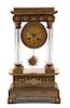 A Charles X Gilt Bronze and Crystal Portico Clock Height 16 x width 9 x depth 5 inches.