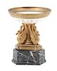 A French Empire Cut Glass and Gilt Bronze Tazza on Black Marble Pedestal Base Height 7 1/2 x diameter 6 inches.