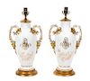 A Pair of Paris Porcelain Gilt Decorated Vases Height 22 inches.