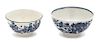 Two Worcester Porcelain Tea Bowls Largest diameter 4 1/8 inches.