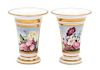 A Pair of English Porcelain Spill Vases Height 4 1/2 x diameter 3 3/4 inches.