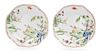 A Pair of Bow Porcelain Octagonal Plates Diameter 8 1/2 inches.