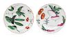 A Pair of Chelsea Porcelain Botanical Plates Diameter 8 1/2 inches.