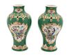 A Pair of Worcester Porcelain Vases Height 8 inches.