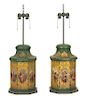 A Pair of Chinese Tole-Peinte Tea Cannisters Height 36 inches.