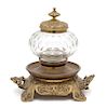 A French Cut Glass and Brass Inkwell Height 7 3/4 inches.
