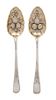 A Pair of English Silver Berry Spoons, Richard Crossley, London, 1798, having gilt wash bowls