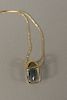 14 karat gold chain with pendant set with large aquamarine. 11.6 x 14.5mm