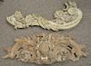 Group of seven carved architectural adornments. lg. 45 in. to 66 in.