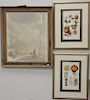 Three framed pieces to include a pair of Jon Jonston Fruit Stdies Arantium Maximum and Distortum sight size 15 1/4" x 10" and Eduard...