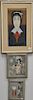 Three framed oil on board paintings including Marcello Boccacci (1914-1996), oil on board, portrait of a woman, signed lower right a...