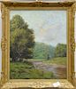George Gillespie, oil on canvas, landscape with stream, signed lower left Geo Gillespie. 17" x 14 1/4"