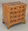 Contemporary inlaid veneer two over three drawer chest. ht. 30 in., wd. 30 in.
