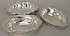 Three sterling silver open vegetable dishes. lg. 11 1/2 in., 11 1/2 in., & 10 1/2 in., 44.5 t oz.
