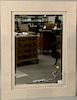 R + Y Augousti Shagreen rectangle mirror with metal tag on back. 35 3/4" x 27 3/4"