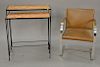 Two piece lot to include a Knoll Brno chair and Raymour style iron stacking tables (ht. 33 in., wd. 29 1/2 in.).