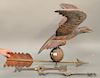 Large copper flying eagle weathervane with directionals, lg. 39 in., ht. 31 in.