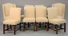 Set of eight custom upholstered dining chairs, very clean condition.