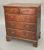 George III oak chest made in two parts, 18th century. ht. 44 in., wd. 39 in.