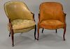 Pair of George IV style custom chairs, one with suede and one with leather, probably 19th century. ht. 32 1/2 in., wd. 21 in.