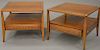 Pair of Mid-Century end tables by "Century, designer Raymond Sobota, two tier, each having one drawer, ht. 21 in., top: 26'' x 26''