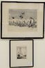 Two framed pieces including Ella Fillmore Lillie lithograph, Boundary Dispute (sight size 9 1/2" x 12 1/2") and Gerrit Albertus Bene...