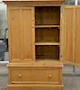 Pine armoire cabinet with shelved interior (in two parts). ht. 73 in., wd. 50 in., dp. 26 in.