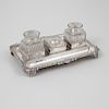 George III Silver and Cut-Glass Inkstand