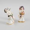 Contentinental Porcelain Figures of Putti Emblamatic of Winter and Autumn