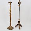 Italian Baroque Style Giltwood Floor Lamp and a Painted Floor Lamp 