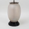 Frosted Glass Ovoid Vase, Mounted as a Lamp
