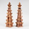 Two Carved Wooden Finials
