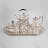 English Silver Six Piece Tea and Coffee Service and a Gorham Silver Plate Two-Handled Tray