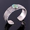 Navajo Signed Sterling Silver Turquoise Cuff