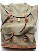 Leather Trimmed Fabric Hiking Pack, Vintage