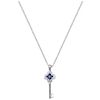 A 14K white gold necklace and 10K white gold sapphire and diamond pendant.