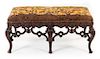 A French Carved Walnut Window Seat Height 21 x width 45 x depth 21 inches.