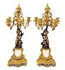 A Pair of Louis XV Style Gilt Bronze and Marble Candelabra Height 23 1/2 inches.