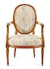 * A Louis XVI Beech Fauteuil Height 36 inches.