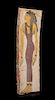 * An Egyptian Painted Wood Coffin Panel Height 37 x width 10 1/2 inches.