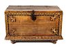 A Spanish Colonial Iron Mounted Trunk Height 32 x width 45 x depth 27 inches.