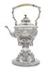 A Belgian Silver Kettle-on-Stand, Maker's Mark JD with Three Pellets, Mid-19th Century, the lid having an addorsed dolphin finia