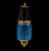 Blue Glass Hanging Kerosene Lamp